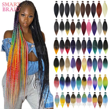 Wholesale  Hot Sale Easy Braiding Hair  Pre Stretch Soft Yaki Synthetic Crochet Braid Hair Extension Stretched 2 Tone Braid